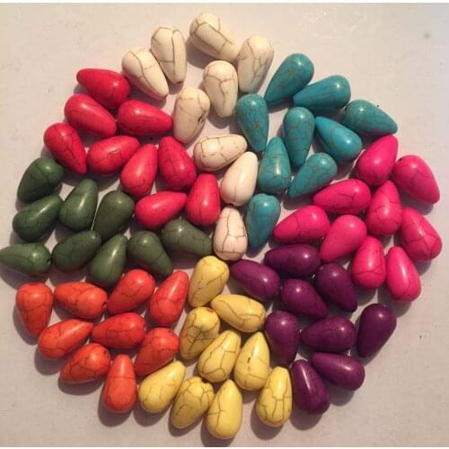 24 pieces/lot 10*17mm Candy Color Water Drop Synthetic Stone Beads For Jewelry Making