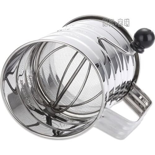 Stainless Steel 3 Cups 4 Line Hand-held Sieve Stainless Steel Flour Mesh Sieve Baking Powder Cup Corn Sieve Powdered Sugar