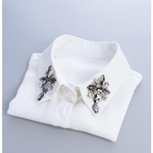 Spring Glass Cross Shirt Half Collar Shirt super exaggerated jacket pearl shirt false fake collar shirt sweater collier femme