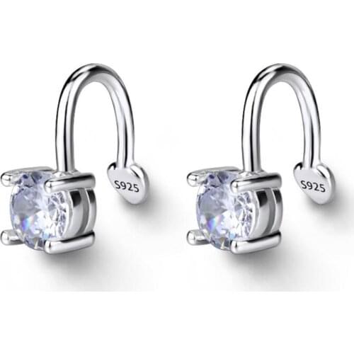 New Hot Cute Zircon Clip Ear Bone Earrings For Women 925 Sterling Silver Pendientes Jewelry Personality Girls Brincos SAE35