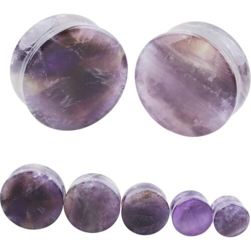 Woman Jewelry Purple Colors Stone Earrings Women Ear Plug Flesh Tunnel Piercings Goth Women Body Piercing Earring Accessories