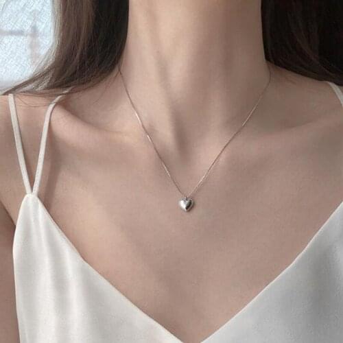 Vintage Silver Plated Trendy Necklace for Women Creative Elegant LOVE Heart Pendant Clavicle Chain Party Jewelry Gifts
