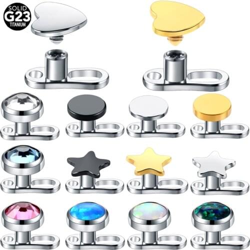 1set G23 Titanium Micro Dermal Anchor Top with 1.6*2mm Base Hide in Skin Piercing Kits Micro Dermal Piercings Sexy Body Jewelry