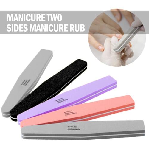 10Pcs Double Side Professional Nail files Nail buffer 100/180 Trimmer lime a ongle Washable Buffing Sand Sponge All for manicure