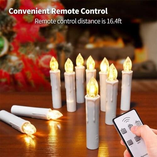 10pcs Led Candles Flameless Taper Candle Wireless Remote Control for Home Party Wedding Holiday Christmas Tree Decoration