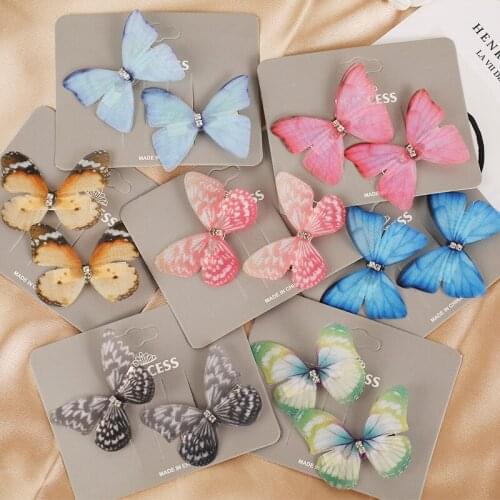 2pcs/set Colorful Butterfly Hairpin for Women Girls Sweet Hair Ornament Clip Baby Girls Cute Hair Clips Headbands Party Gift