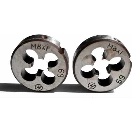 Free shipping of 2PCS left hand alloy steel made metric manual dies M8*0.75/1.0/1.25mm for processing threads of metal workpiece
