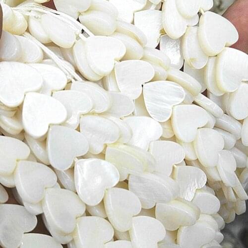 3 Strings Nature White Shell Bead Mother Of pearl DIY Accessories White Color Size 8mm 10mm 12mm 15mm Heart Shape