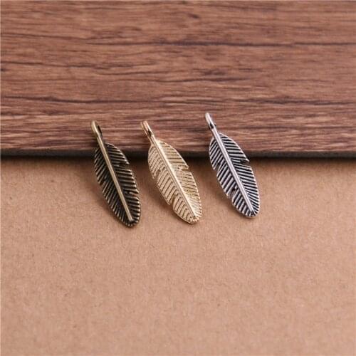 30pcs 6*21mm Three Color Metal Alloy Small Leaf Charms Diy Jewelry Findings Jewelry Accessories Wholesale