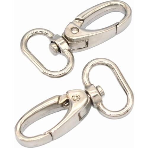 4/5'' Inner Silver swivel clasp Oval Ring Swivel Snap Hooks Lobster Clasp Claw Push Gate Trigger Clasps For key or backpack-2PCS