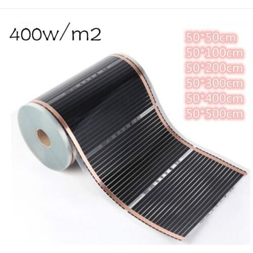 50cm width All Sizes 400w/m2 Infrared Carbon AC220V Underfloor Heating Film Low Electrical Warm Mat