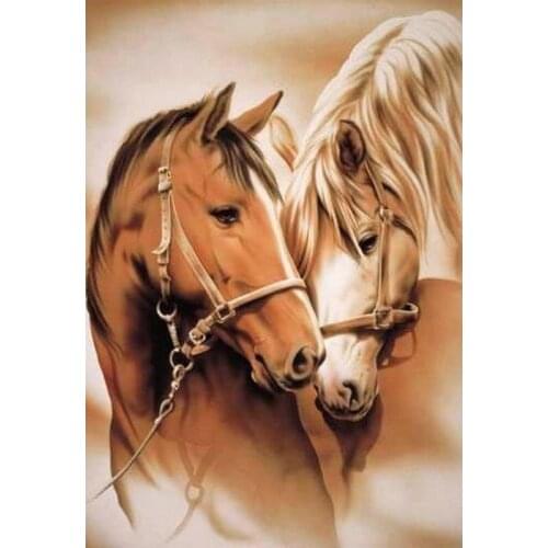 5D round Diamond Mosaic picture Two horses Diamond Painting Cross Stitch kit Home Decor Diamond Embroidery home decoration