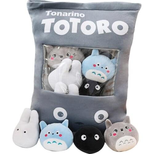 8pcs/lots 4 Designs Creative Plush Toys Totoro Snack Pillow Dolls Stuffed kawaii My Neighbor Totoro Toys for Children Kids Gifts