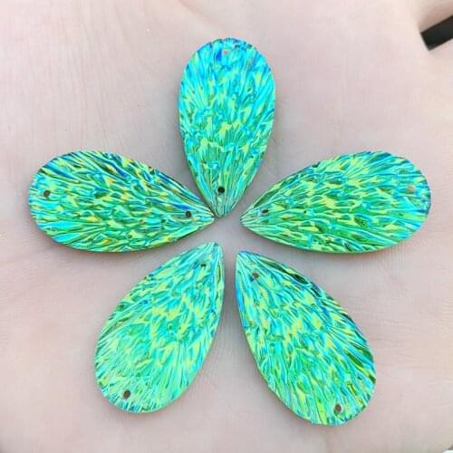 90pcs Teardrop Sew On Resin Rhinestones With Two Holes Sewing On Flatback Crystals DIY Sew-on Stones Drop Beads E006*6