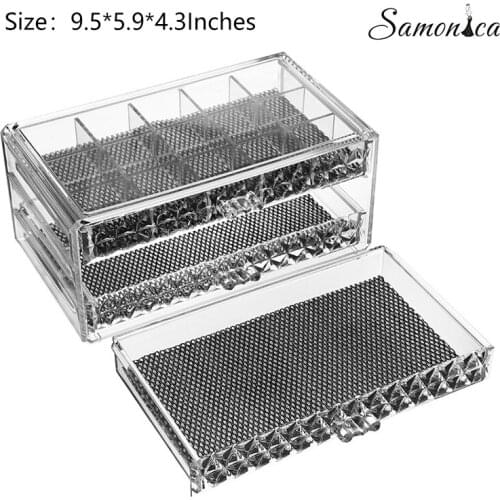 Acrylic Black Bottom Diamond Pattern Lipstick Eyebrow Pencil Nail Polish Storage Jewelry Box Cosmetic Storage Box Display Case