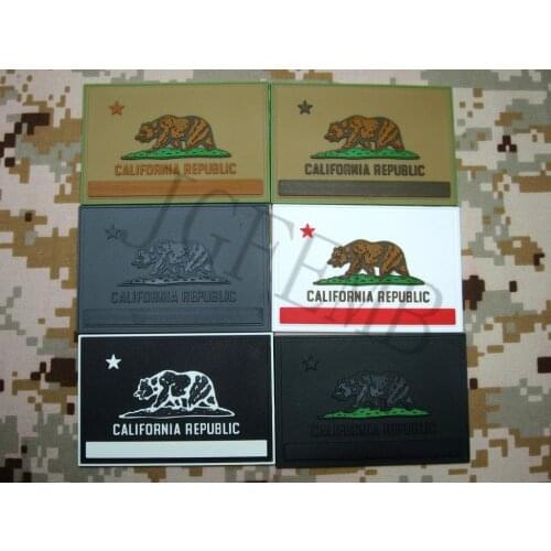 USA California flag Tactical military morale 3D PVC patch Black Red Green Grey Tan Luminous