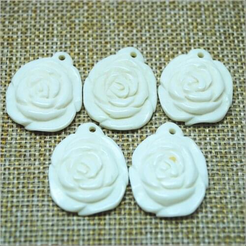 2pcs nature bone beads carving flower size 28x20mm top fashion beads accessories diy beads for charm pendants making