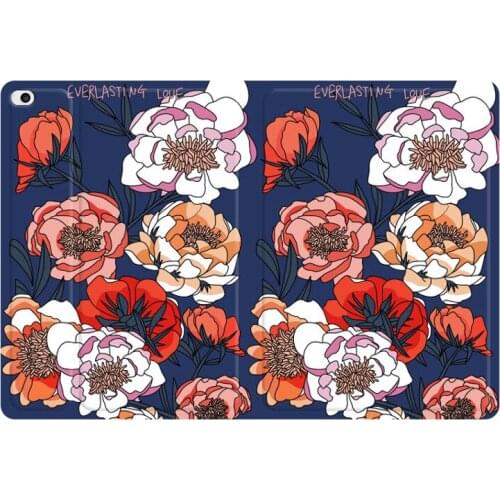 For Ipad Air 3 4 Mini 4 5 Pro 11 10.2 Case Anti-drop Peony Flower Pattern Protective Cover Retro Style Dustproof