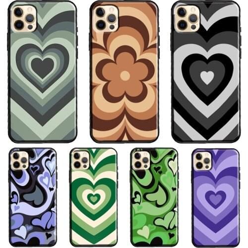 Latte Love Brown Heart Swirl Aesthetic Phone Case For iPhone 11 Pro Max XS XR X 12 Mini SE 2020 6S 7 8 Plus 12 Pro Max Cover