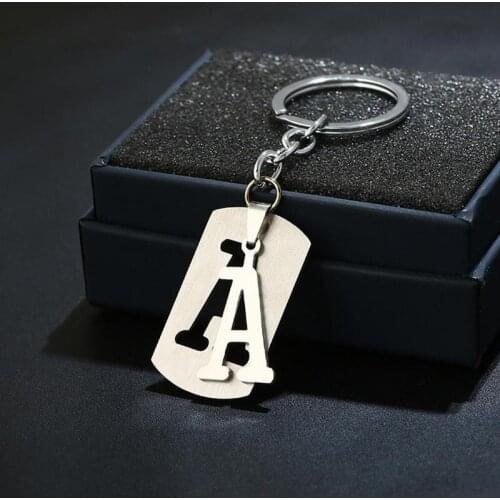 DIY A-Z 26 Letters Car Keychain For Women Men Simple Steel Key Ring Holder Charm Bag Key Chain Party Gifts Jewelry Accessories
