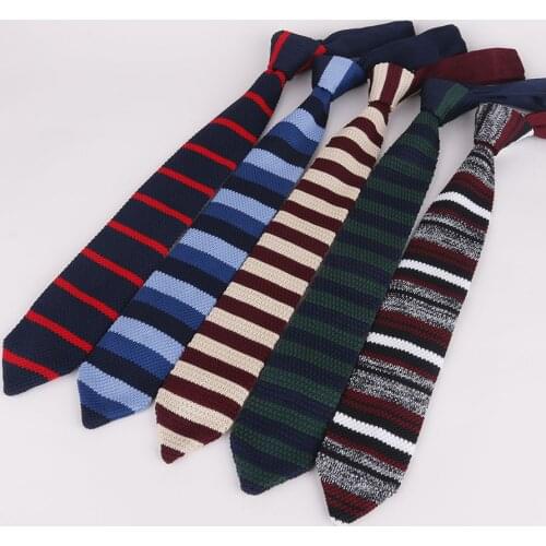 Linbaiway 7cm Neck Ties For Men Dot Striped Triangle Woven Neckties Skinny Slim Cravat Winter Party Accessories Custom Logo