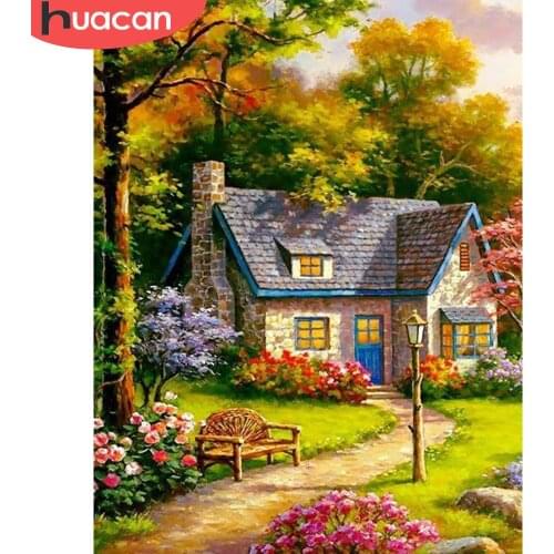 HUACAN Paint By Number House Landscape Drawing On Canvas HandPainted Painting Art Gift DIY Pictures By Number Kits Home Decor