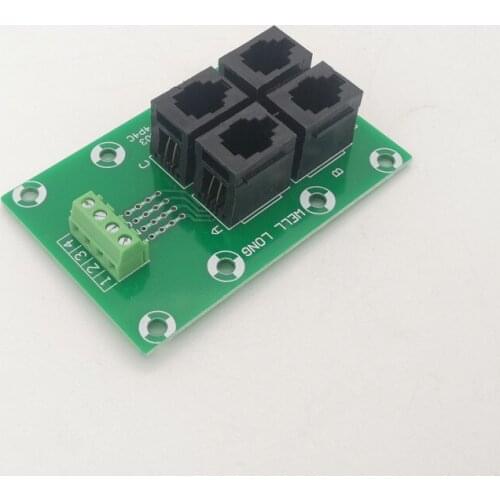 RJ9 4P4C Jack 4-Way Buss Breakout Board, Terminal Block, Connector