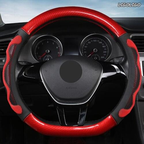 LIGOLIGO Microfiber Leather Car Steering Wheel Cover For Jaguar XF XE F Pace XJ X-type Ruitar E Pace Emblem S-type