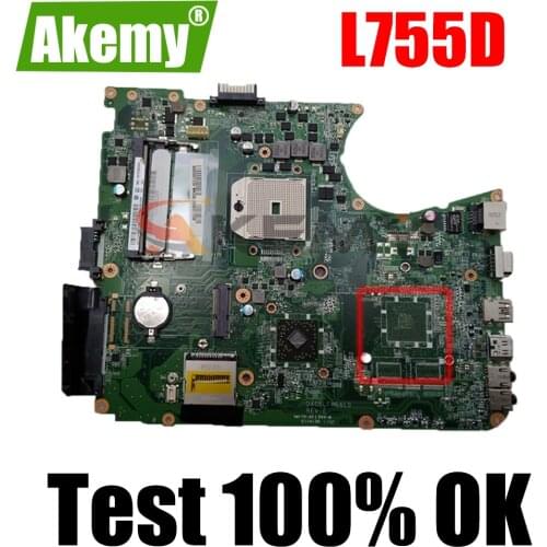 AKEMY Laptop motherboard For Toshiba Satellite L755D Socket fs1 ddr3 A000081230 DA0BLFMB6E0 high quanlity tested
