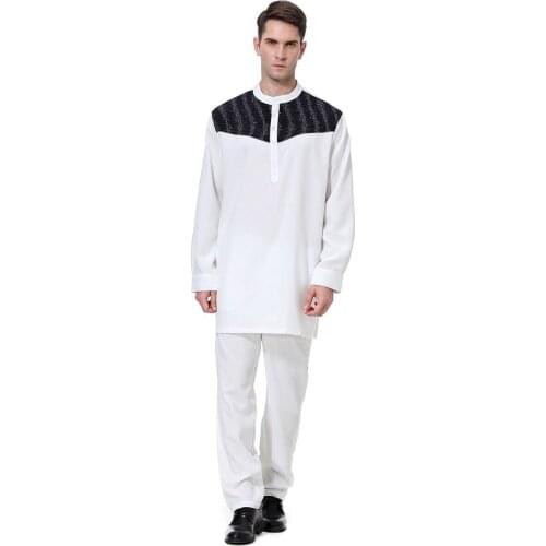 Muslim Clothing for Men Ropa Arabe Hombre Islam Djellaba Man O Neck Caftan Homme Abito Uomo Jubba Thobe Abaya Lam Pakistan Robe