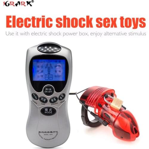 Electric Shock Male Chastity Device Cock Cage Belt With Adjustable Cuff Ring Erotic Urethral Lock Sex Toys for Men Gay Adults