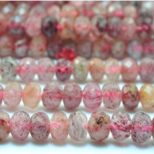 Natural Strawberry Quartz Faceted Rondelle Loose Beads Wholesale Gemstone Semi Precious Stone Bracelet Necklace Jewelry Making