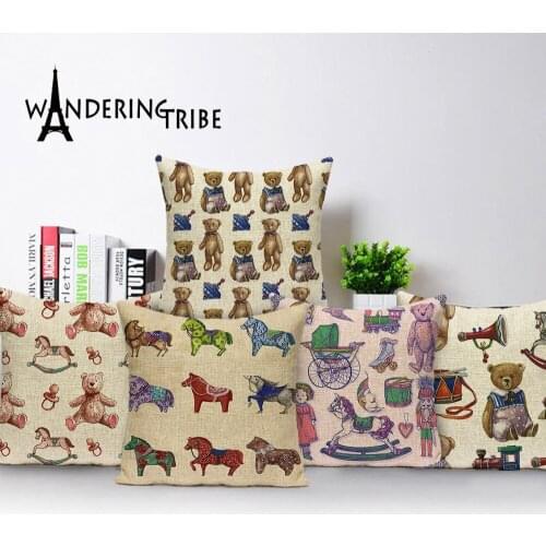 Cartoon Bear Pillow Cover Sofa Decoration Home Pillow Cases Cushions Cover Bed Seat Linen Print Winter Decoration Kissenbezug