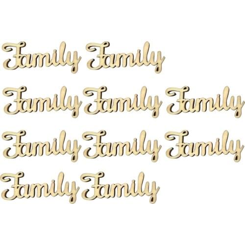 10 Pieces Unfinished Blank Wood Word "family" Ornament Rustic Craft