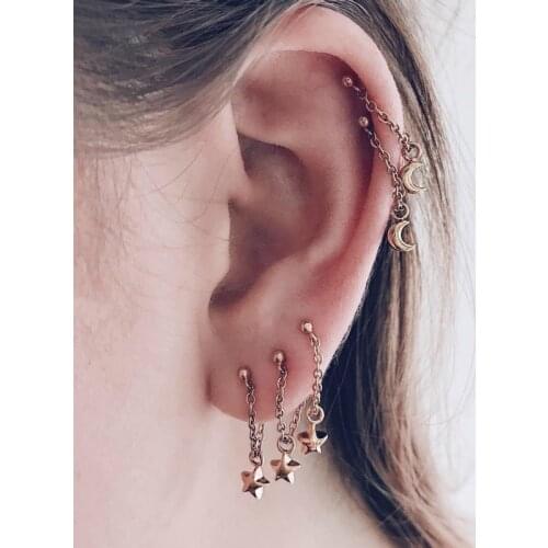 New Explosive Personality Earrings Fashion Stars The Moon Earrings Combination Suit Womens Golden Earrings Wholesale