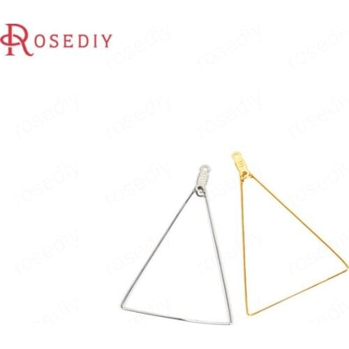 10PCS 52MM Gold Color Plated Brass Wire Triangle Shape Earring Connector Diy Jewelry Findings Earrings Accessories Wholesale