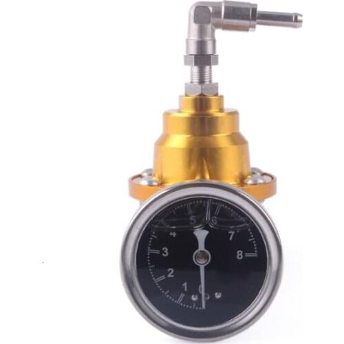 Adjustable Bypass Fuel Pressure Regulator Kit Hose with Gauge Booster Aluminum