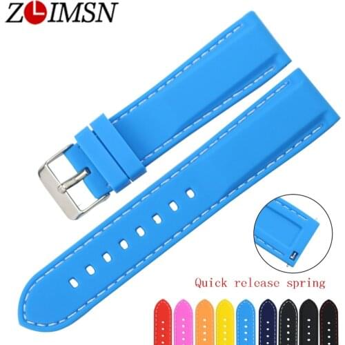 ZLIMSN Free Shipping Rubber Dive Sport Watch Bands 18 20 22 24mm Belt Quick Release Spring Bar Silicone Watch Strap Replacement