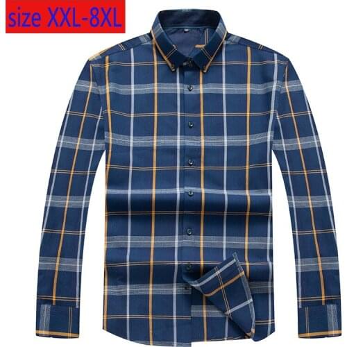 New Arrival Fashion Super Large Men Autumn Long Sleeve Shirt Fashion Casual Plaid Plus Size 2XL 3XL 4XL 5XL 6XL 7XL 8XL