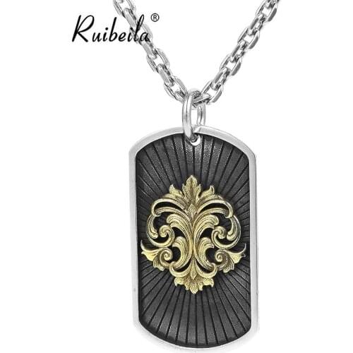 Ruibeila Army Flower Square pendant men and women 925 Silver hip-hop couple Single pendant gifts jewelry