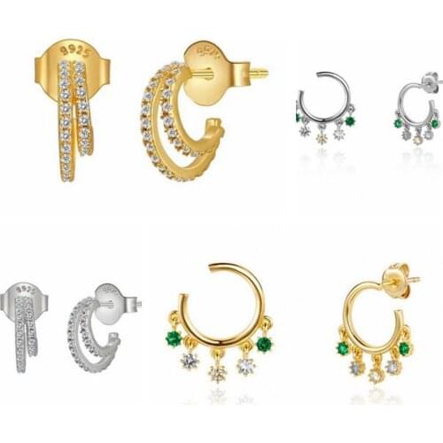 925 Sterling Silver Stud Earrings For Woman Anniversary Engagement Anniversary 6PCS Minimalism Earring Pendants Jewelry Gift