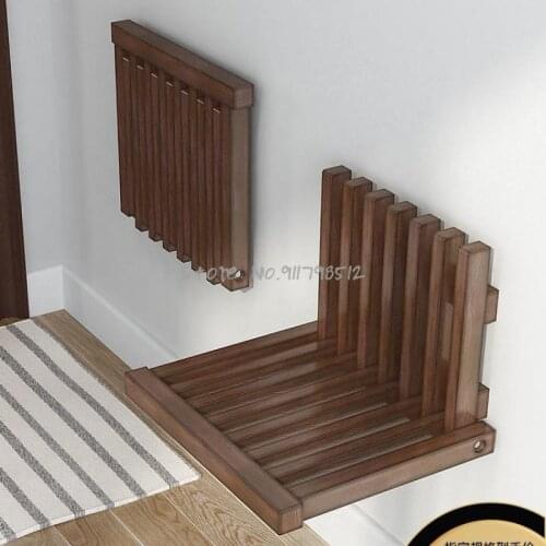 Folding shoe changing stool wall-mounted hanging shoe stool wall stool household entrance invisible solid wood folding chair