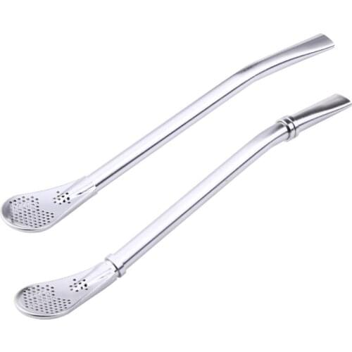 1PC Stainless Steel Drinking Straw Spoon Tea Filter Yerba Mate Tea Straws Bombilla Gourd Reusable Tea Tools
