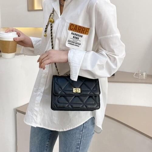 Shoulder Bags Handbag Crossbody Bag Messenger Purse Women Bag Fashion Chain All-match 2021 New PU Leather Simple Diamond Lattice