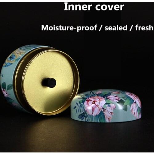 4 pcs/dozen Modern Style Universal Sealed Small Metal Tea Caddy Mini Portable Travel Round Tin Box Tin Box Printing Flower