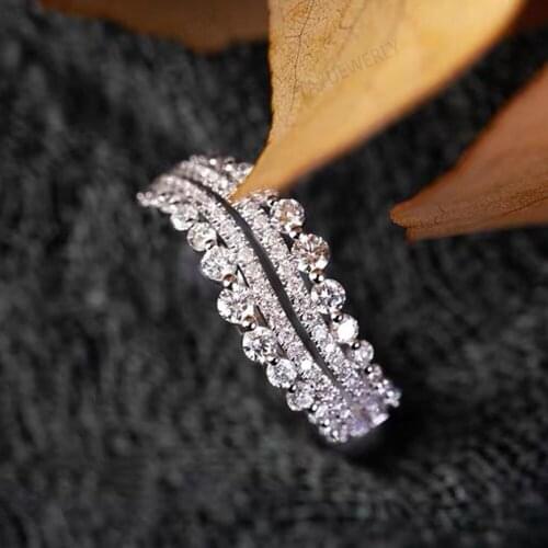 YaYI Jewelry Fashion Princess Setting Cut Prong White Cubic Zirconia Silver Color Engagement Wedding Party Leaves Gift Rings