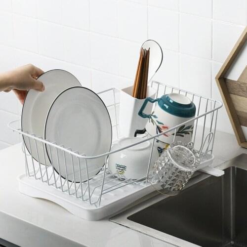 Iron Kitchen Tableware Drainer Dish Rack Drain Basket Cabinet Sink Organizer Dish Drying Rack Storage Basket Shelf Plate