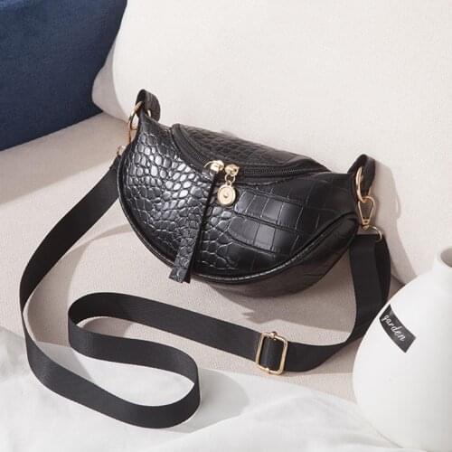 PU Leather Trend Womens Bag 2021 New Fashion Chest Bag Crocodile Pattern Zipper Womens Shoulder Messenger Bag Luxury Handbags