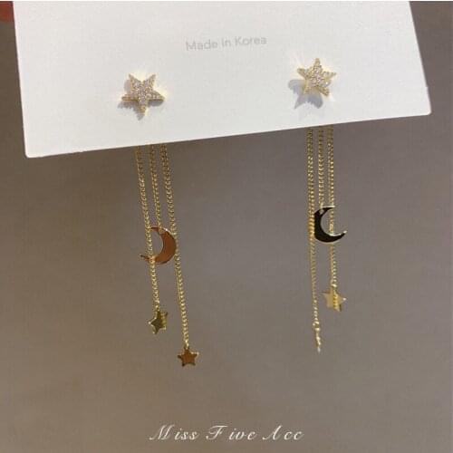 2020 New Jewelry Women Earring aesthetic Long Stars Hanging Earrings for Women Bijoux Korean Fashion bride wedding Accessories