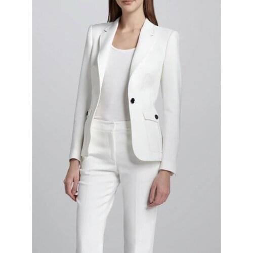 Promotion New Arrive Custom Made New Womens One Buttons Business Suit Custom made 2 Pieces White Suit Jacket+pants